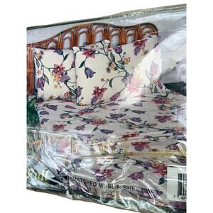 Vintage 70s 80s Camelot Full Muslin 4 Piece Floral Sheet Set Cottagecore NOS